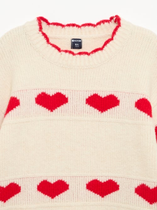 Jersey con jacquard de 'corazones' de 'Navidad' - Kiabi