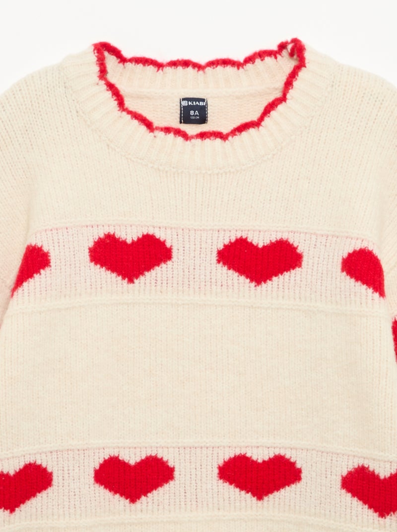 Jersey con jacquard de 'corazones' Rojo - Kiabi