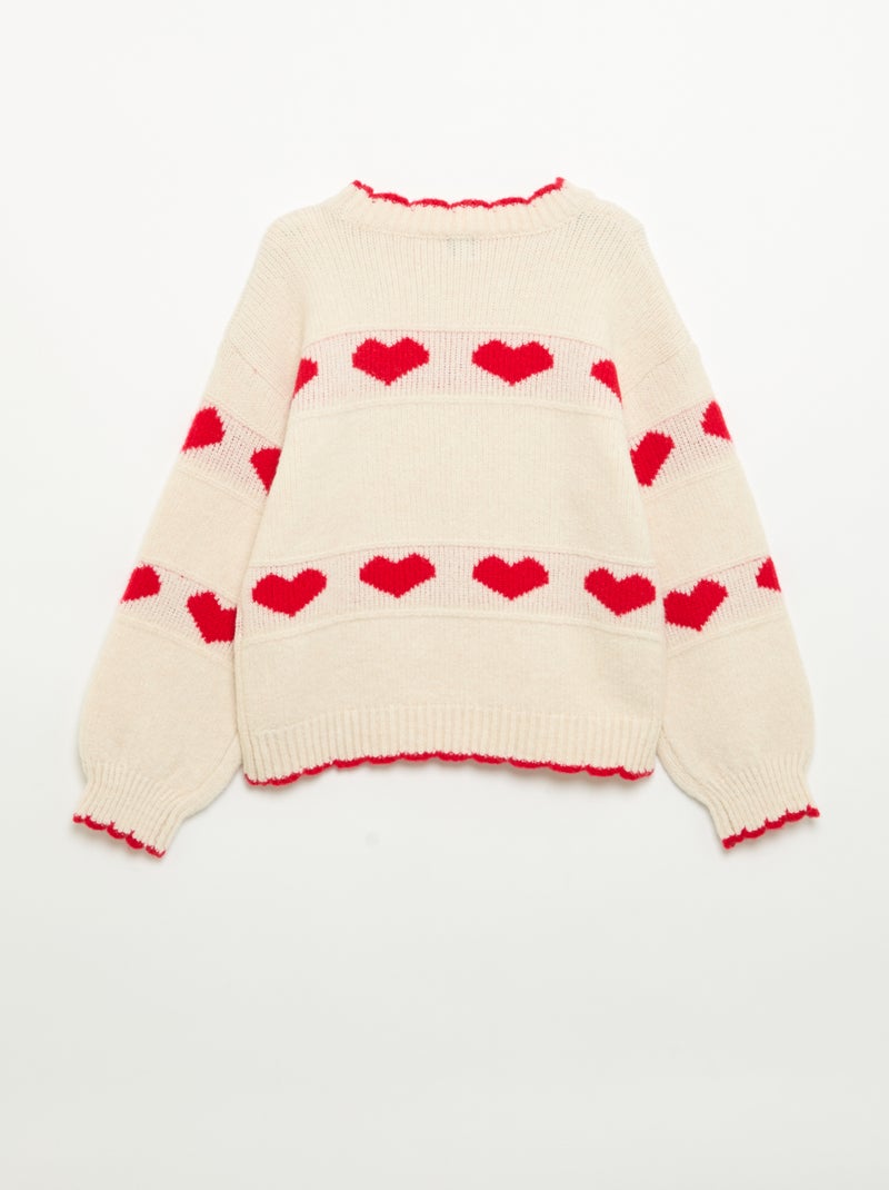 Jersey con jacquard de 'corazones' Rojo - Kiabi