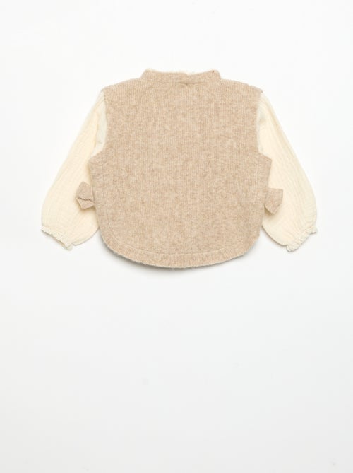 Jersey con lazos y mangas de voile de algodón - Kiabi