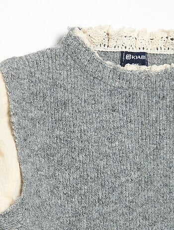 Jersey con lazos y mangas de voile de algodón