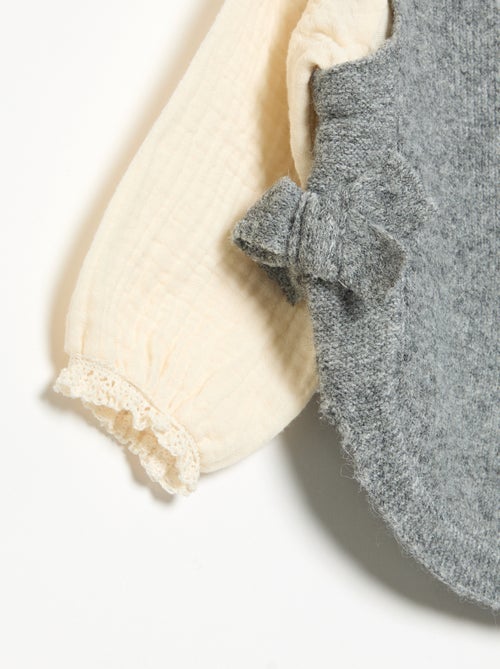 Jersey con lazos y mangas de voile de algodón - Kiabi