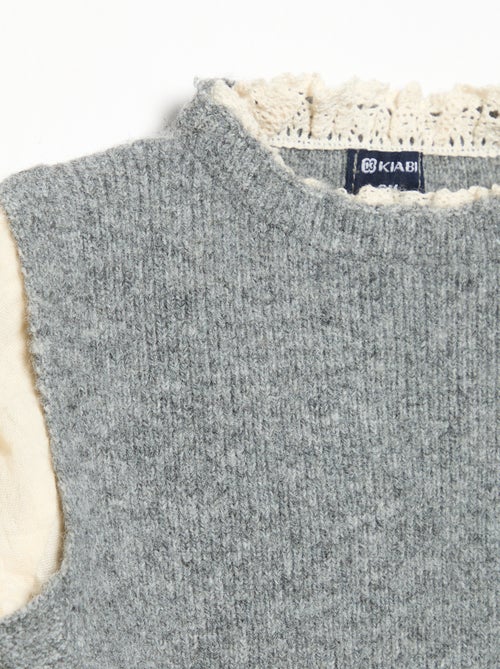 Jersey con lazos y mangas de voile de algodón - Kiabi