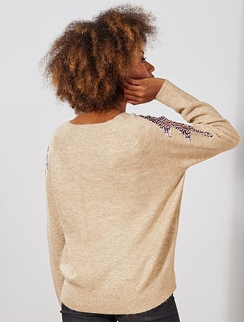 Jersey con lentejuelas en los hombros - Kiabi