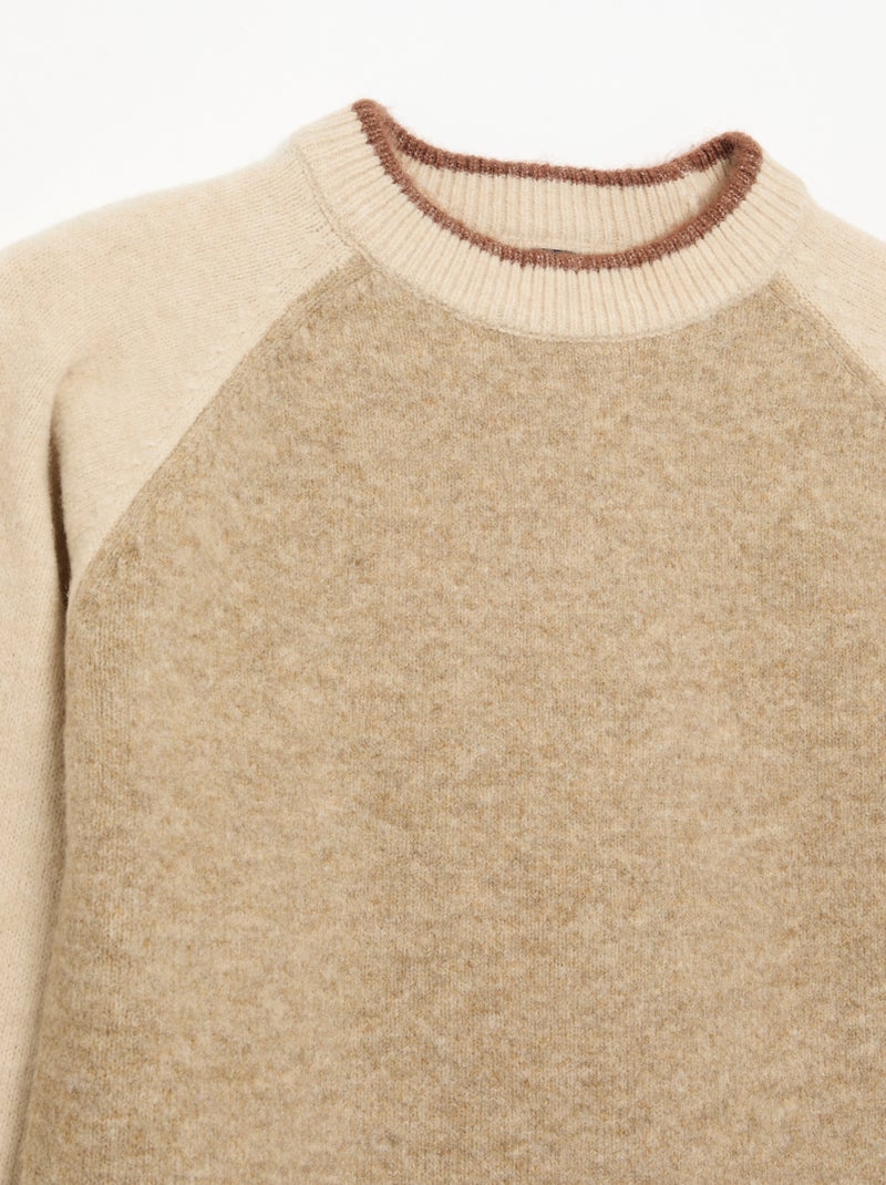 Jersey con mangas a contraste Beige - Kiabi