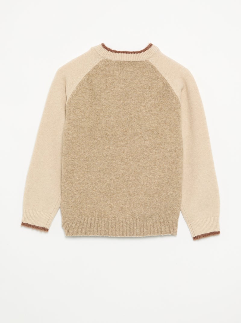 Jersey con mangas a contraste Beige - Kiabi
