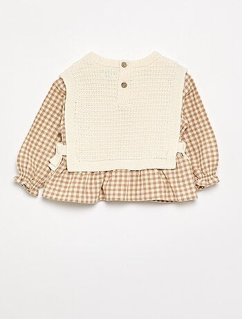 Jersey con mangas de velo de algodón