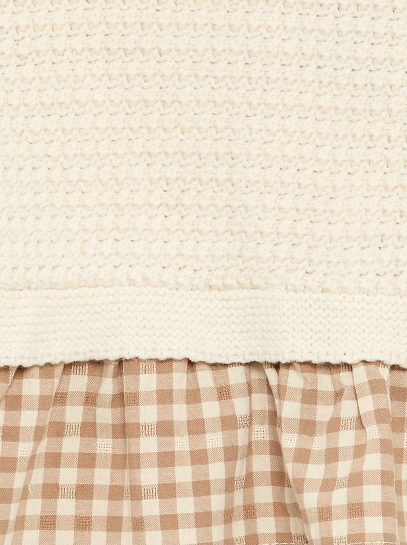 Jersey con mangas de velo de algodón Beige - Kiabi