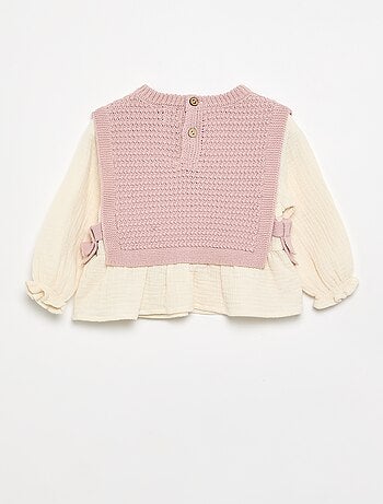 Jersey con mangas de velo de algodón