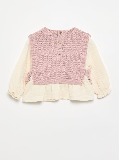 Jersey con mangas de velo de algodón - Kiabi