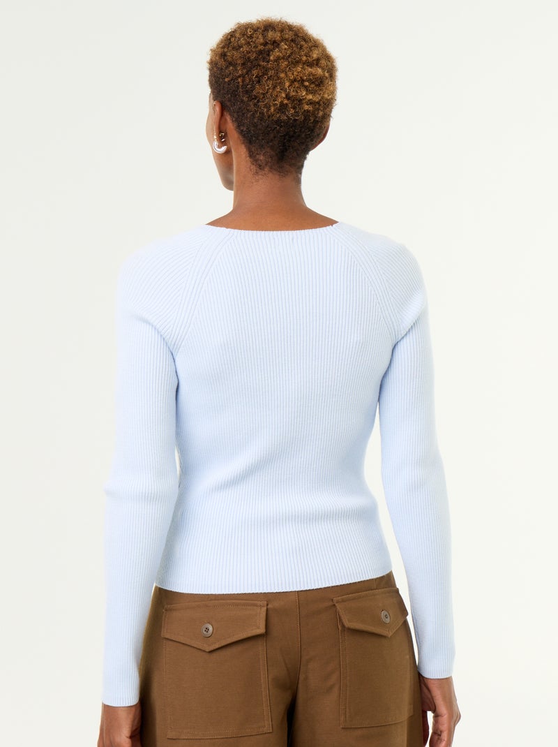 Jersey con mangas raglán abotonadas Azul - Kiabi