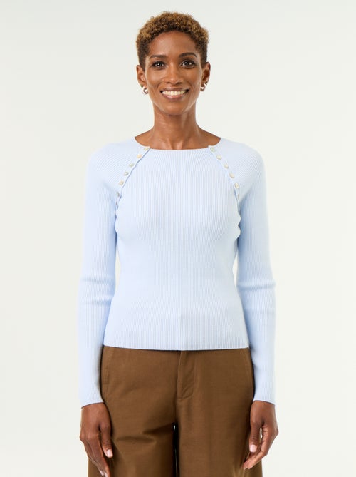 Jersey con mangas raglán abotonadas - Kiabi
