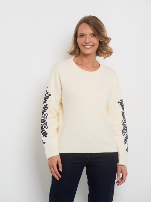 Jersey con mangas y bordado de fantasía - AFIBEL - Kiabi Jersey con mangas y bordado de fantasía - AFIBEL - Kiabi