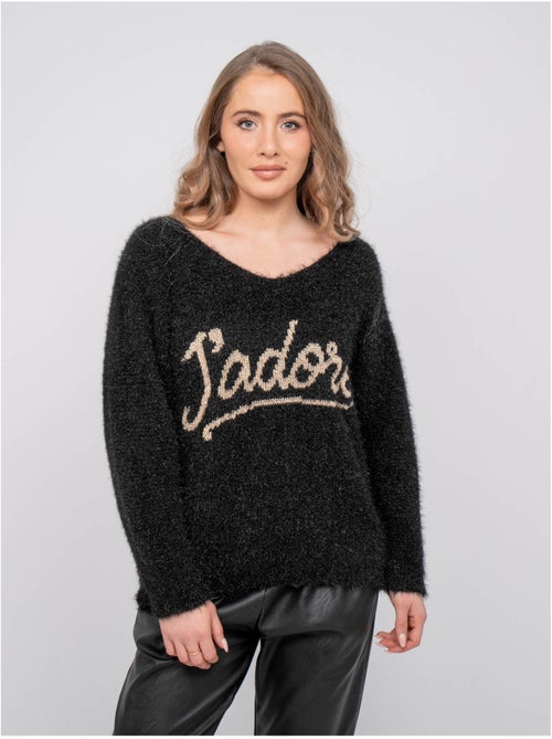 Jersey con mensaje de punto peludo e hilo dorado koperdi - Kiabi