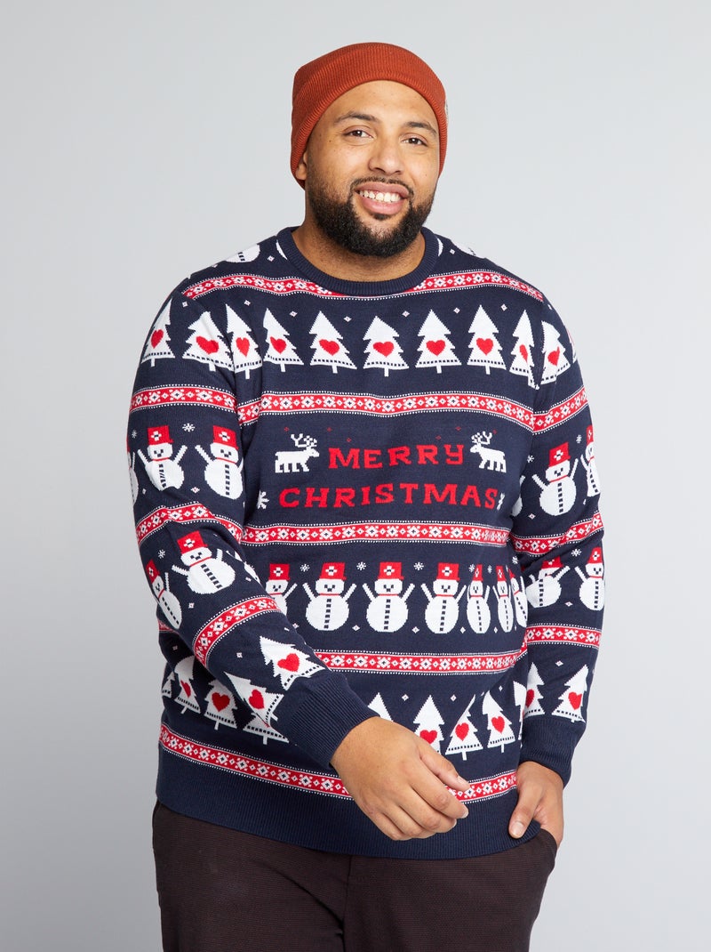 Jersey con motivo de árbol de Navidad AZUL - Kiabi