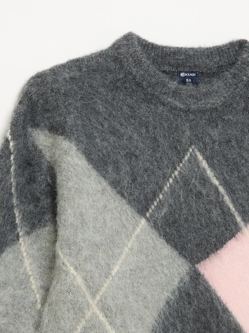 Jersey con motivos de rombos Gris - Kiabi