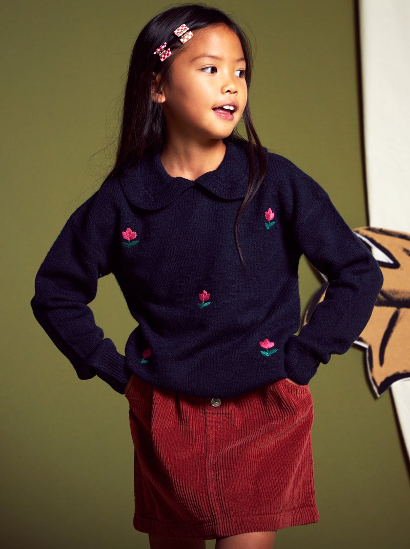 Jersey con motivos y cuello bebé azul - Kiabi