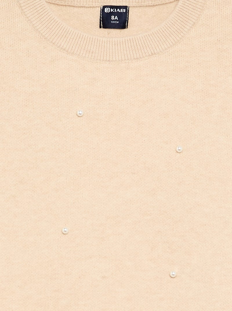 Jersey con perlas Beige - Kiabi