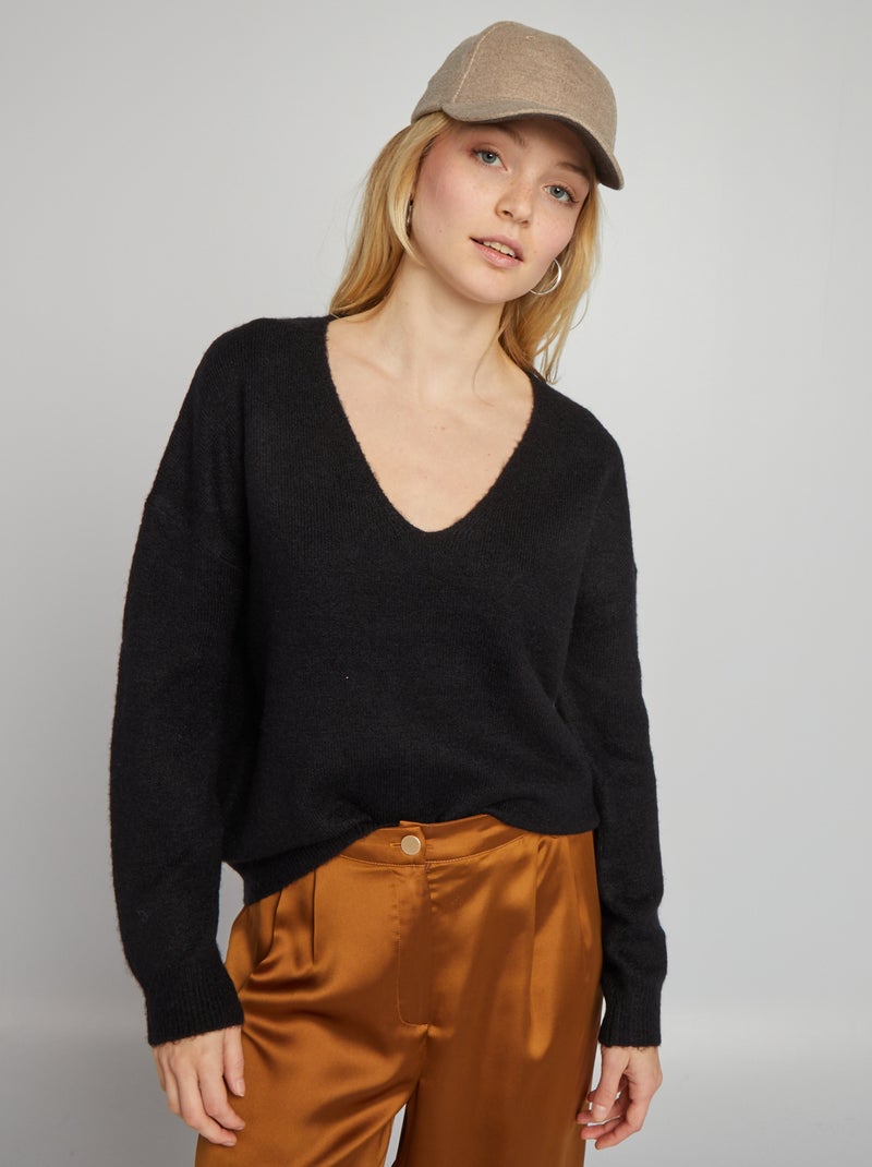 Jersey con sisas bajas negro - Kiabi