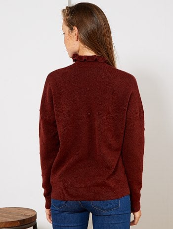 Jersey con volante en el cuello y lunares en relieve - Kiabi