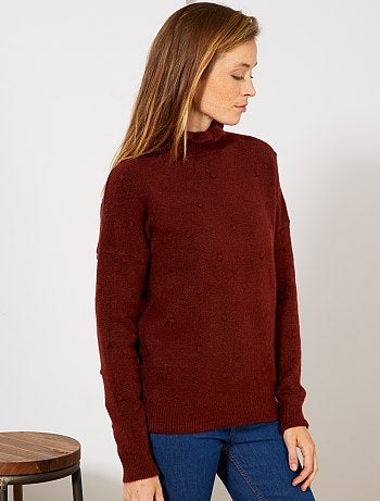 Jersey con volante en el cuello y lunares en relieve - Kiabi