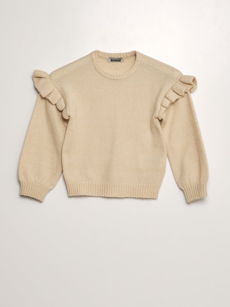 Jersey con volantes BEIGE - Kiabi