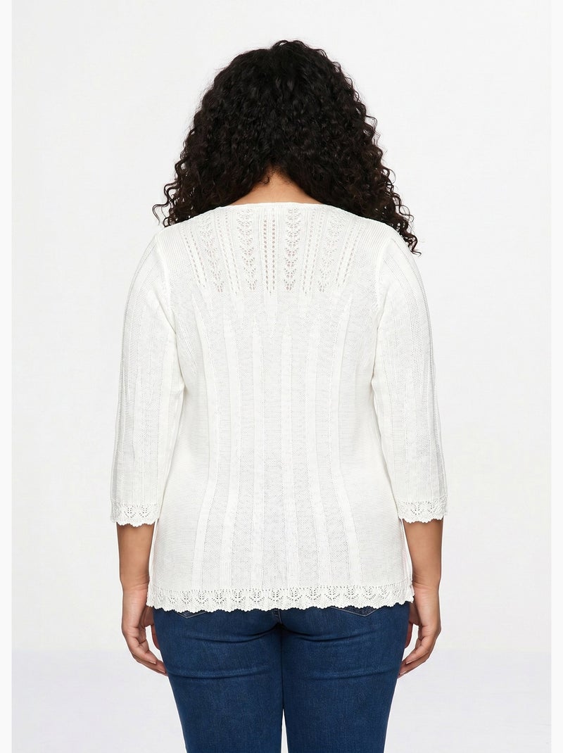 Jersey corto calado cuello redondo - Afibel Blanco - Kiabi