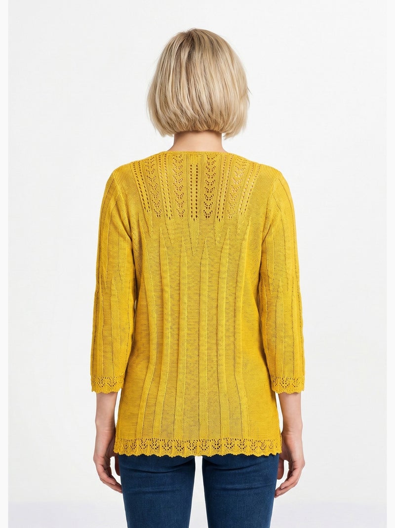 Jersey corto calado de cuello redondo - Afibel Amarillo - Kiabi