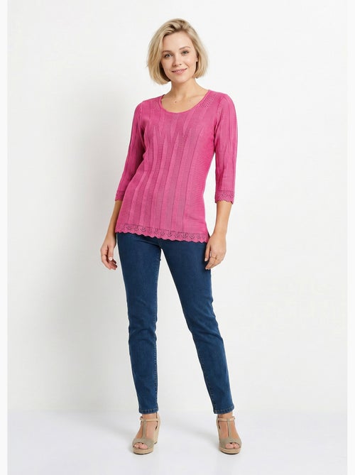 Jersey corto calado de cuello redondo - Afibel - Kiabi