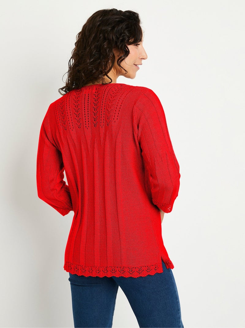 Jersey corto calado de cuello redondo Coral - Kiabi