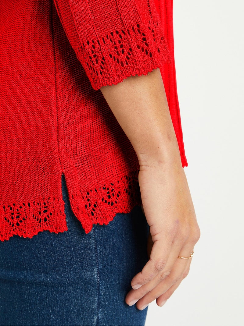 Jersey corto calado de cuello redondo Coral - Kiabi
