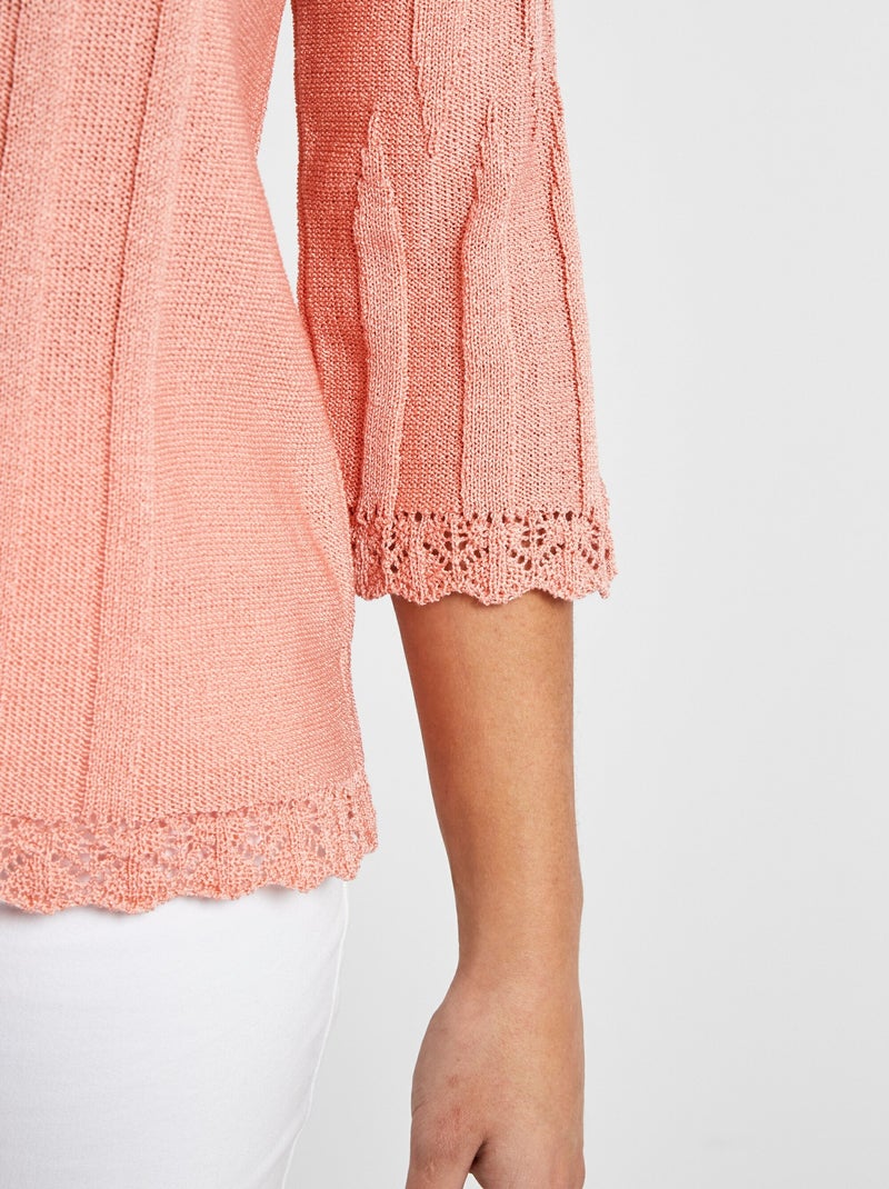 Jersey corto calado de cuello redondo Coral - Kiabi