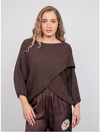 Jersey corto con bajo cruzado y mangas murciélago kendy