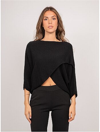 Jersey corto con bajo cruzado y mangas murciélago kendy