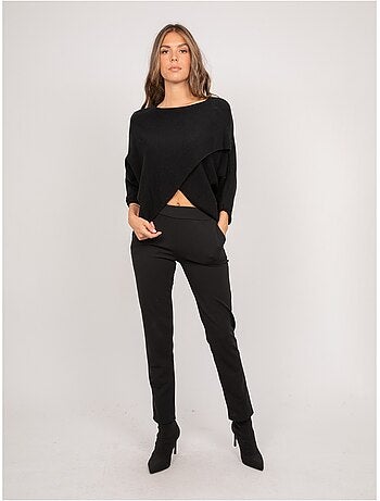 Jersey corto con bajo cruzado y mangas murciélago kendy