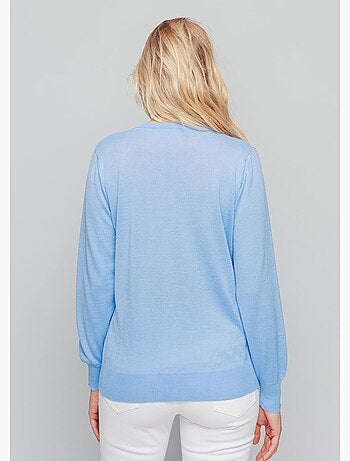 Jersey corto con cuello de pico y lana merino