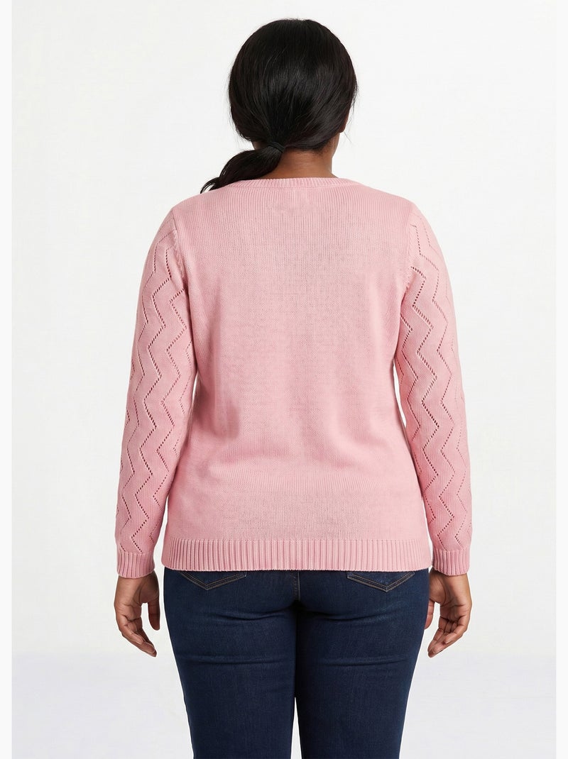 Jersey corto de ochos calado - Afibel Rosa - Kiabi