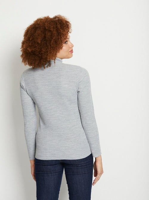 Jersey corto de punto canalé con cuello alto - Afibel - Kiabi
