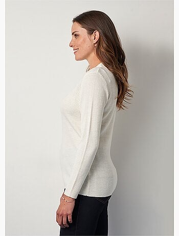 Jersey corto de punto canalé con cuello alto - Afibel