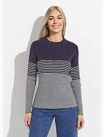 Jersey corto de punto canalé con cuello alto - Afibel