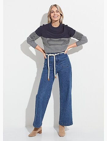 Jersey corto de punto canalé con cuello alto - Afibel