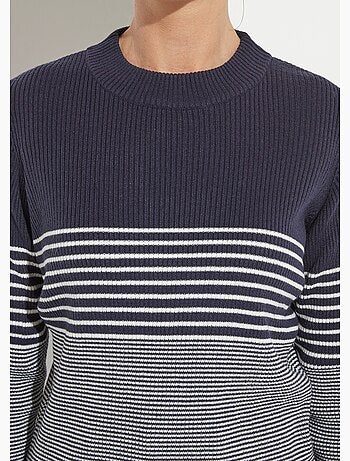 Jersey corto de punto canalé con cuello alto - Afibel