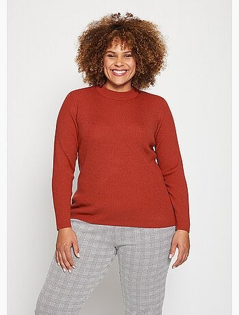 Jersey corto de punto canalé con cuello alto - Afibel