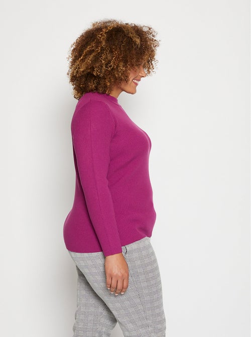 Jersey corto de punto canalé con cuello alto - Afibel - Kiabi