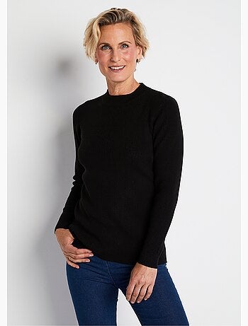 Jersey corto de punto canalé con cuello alto - Afibel