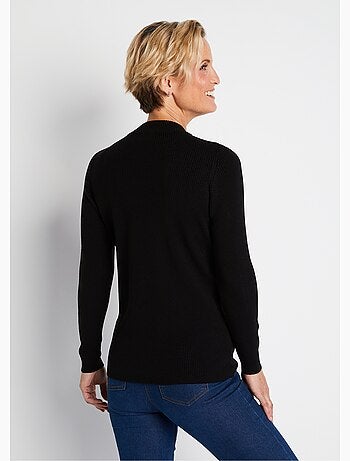 Jersey corto de punto canalé con cuello alto - Afibel