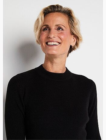 Jersey corto de punto canalé con cuello alto - Afibel