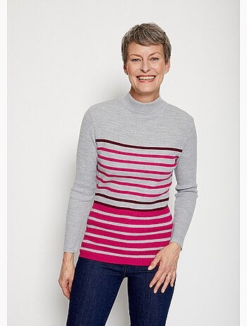 Jersey corto de punto canalé con cuello alto - Afibel