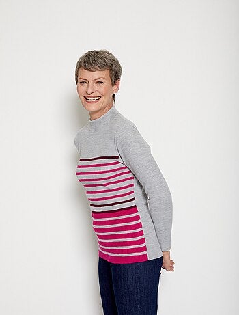 Jersey corto de punto canalé con cuello alto - Afibel