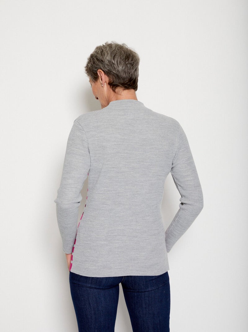 Jersey corto de punto canalé con cuello alto - Afibel Rosa fucsia - Kiabi